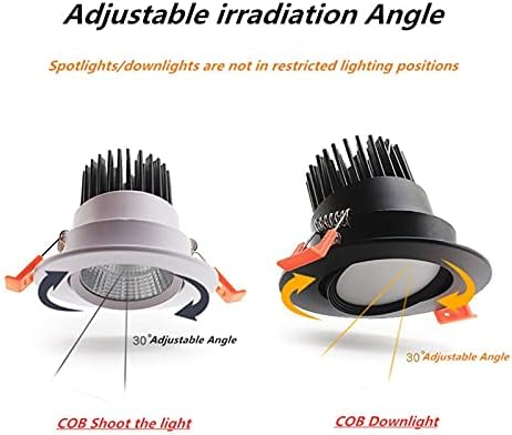 Tenacitee LED Spotlight embutido 2.6-6.2 polegadas Deflendo acabamento diminuído 5w-30w Roofit de cardan downlight 110v-220v