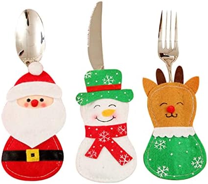 Nolitoy 4 PCs Tabela Tabela Decoração de Decoração de jantar Colher para os bolsos de Natal Polsistas variados Bolsa Forks Mini