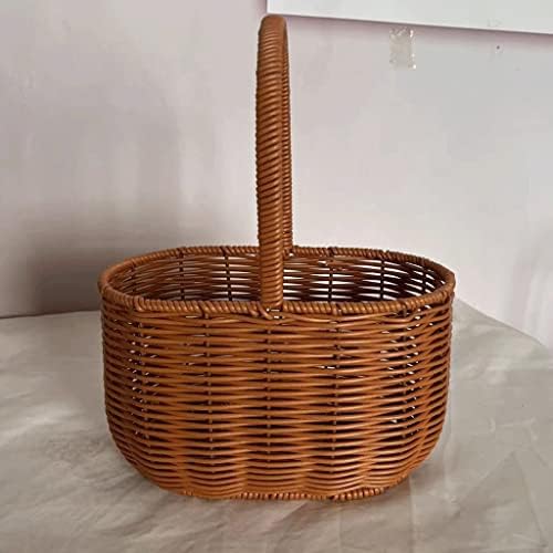 Yithi Flower Basket Rattan Tecida Flora Flora Seca Props Arranjo Flor Fruit Hand Basket