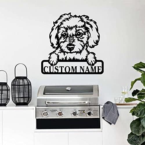 FUNLUCY Nome de estimação personalizado Pet Pet Dog Metal Metal Pet Lover Metal Wall Art Acessórios para casa