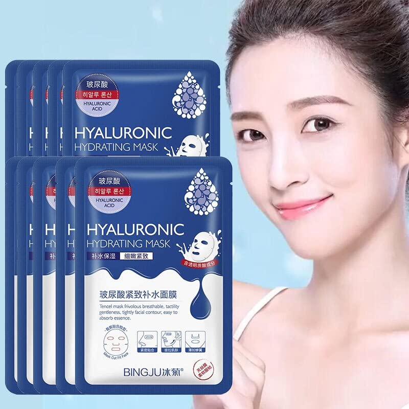 Weershun Hyaluronic ácido hidratante máscara facial cuidar da pele hidratando o controle de óleo antienvelhge encolhimento da máscara facial branqueador