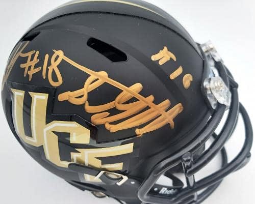 Shaquem & Shaquill Griffin autografou UCF Golden Knights Black Speed ​​Mini Capacete MCS Holo Stock #134376 - Mini capacetes da faculdade autografados