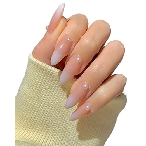 Creamer Almond Press em unhas para mulheres meninas Mini pérolas rosa de pérolas de pérolas UV