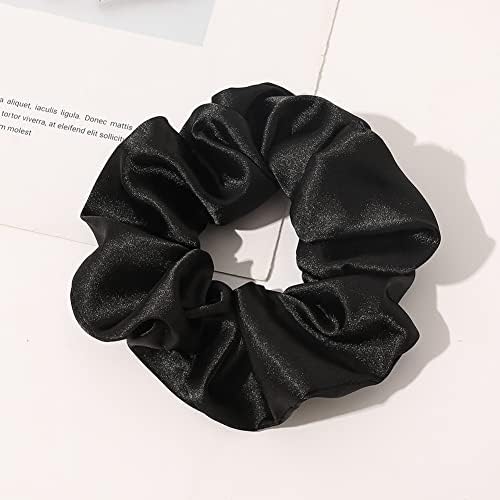 Uuyyyeo 3 pcs cetim scrunchies de cabelo bandos de cabelo macios elásticos elásticos elásticos elásticos de cabelo elástico da moda Acessórios de cabelo de rabo de cavalo para mulheres garotas pretas brancas e rosa