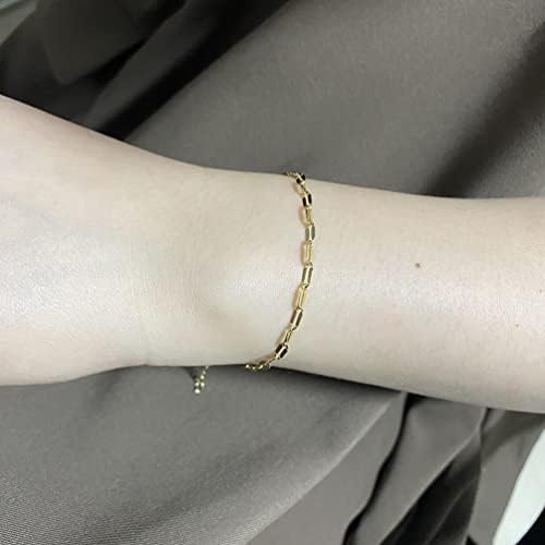 Pulseira de corrente de ouro delicada feminina, pulseiras simples de corrente em camadas, pulseira de turquesa com miçangas, barra