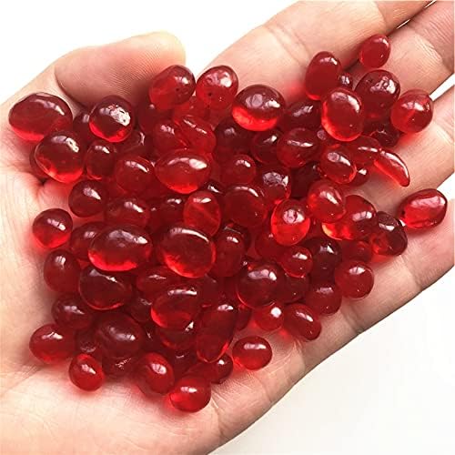 ErtiUjg husong312 50g 8-12mm de vidro vermelho de vidro vermelho esmalte colorido de cristal buda aquário tanque de peixe vaso de peixe cálculos de tanque de peixe