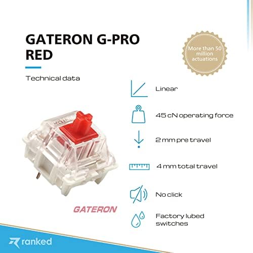 Pacote de comutadores Gateron KS-9 G Pro para teclados de jogos mecânicos | Placa montada | Pré -lubrificado