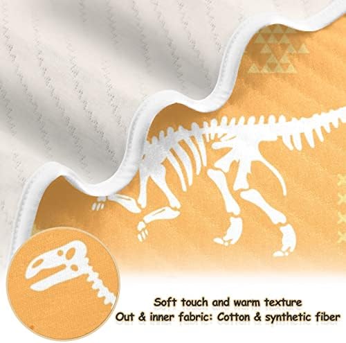 Dinosaur Skeleton Bone Orange Unisex Planto de bebê fofo para bebês para criança para creche com uma creche com um cobertor de berço grosso e macio para o carrinho de presente decorativo