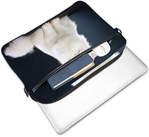 Adequado para 13,4-14,5 polegadas de laptop de gato branco, trabalho de trabalho de bolsa de negócios para viagens de viagem Laptop