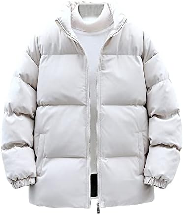 Jaqueta de puffer de inverno uofoco para homens casuais colorida sólida de manga comprida Zip up Mens de tamanho grande com bolso
