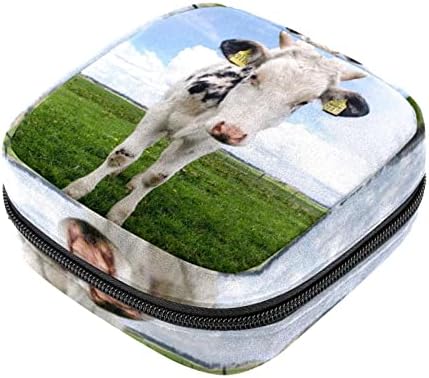 Animal Cow Farm Cattle Prairie Mentrual Pad Burse for School, tampões colecionam bolsa para mulheres meninas, sacos