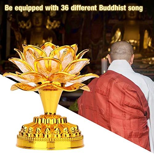 Zerodis 110-240 V Lâmpada de lótus LED, lâmpada colorida LED LOTUS FLOR FLOR 7 Color Crystal Buddy Lamp for Gabinet Buddhist,