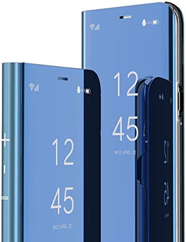 MRSTERUS SAMSUNG Galaxy S8 Plus Caso, Design de espelho Campa de livro de visualização transparente, com capa de suporte de base, LIMPO ANTI-RURCH CORPO COMPLETO PARA AS SAMSUNG Galaxy S8 Plus Mirror: Blue qh
