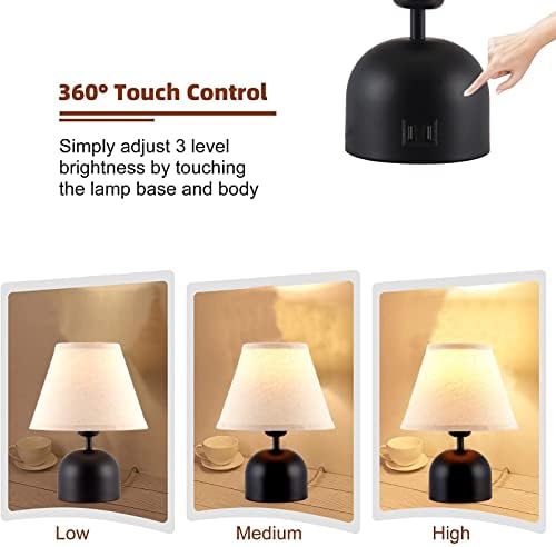 Lâmpada de lâmpada em casa Yesvalo com toque 3 Passos Dimmable com portas de carregamento USB duplas, lâmpada moderna com tom