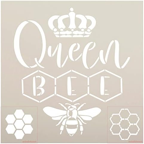 Rainha abelha com estêncil da coroa por Studior12 | Craft DIY Inspirational Home Decor | Pintar Spring Wood Sign | Modelo Mylar reutilizável | Selecione o tamanho