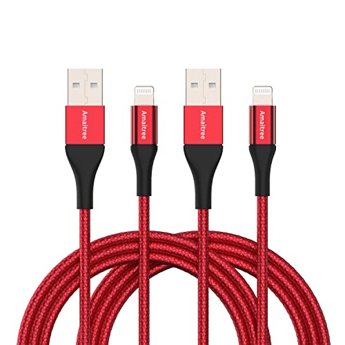 Lightning Cable, [Apple MFI Certified] Amaitree 2pack de 6 pés de 6 pés e um cabo de carregador de carregamento rápido de carregamento