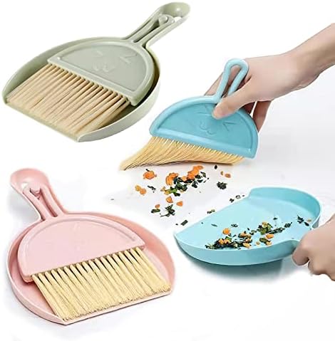 Mini-Dustpan e conjunto de vassouras, pincel de vassoura de gaiola de gaiola de gaiola de vassoura de pó de pó de mesa para desktop para réptil, ouriço, hamster, chinchila, porquinho-da-índia, coelhos e outros pequenos animais Pack-of-3