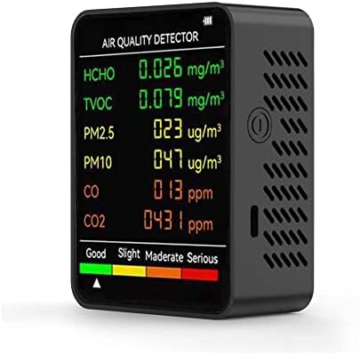 Monitor de 6 em 1 Monitor de qualidade interno, CO2 Testador de CO2 Monitor de dióxido de carbono PM2.5, HCHO, CO2 e CO Tester TVOC, para casa PM10,