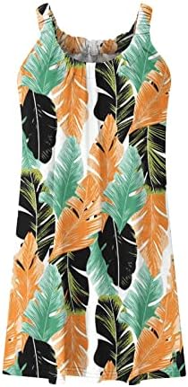 Vestido feminino verão verão redondo pescoço floral cami tank vestido fluxo de férias de férias de verão vestidos de