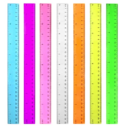 Régua de régua transparente colorida Réguas de plástico - governante 12 polegadas, governante de crianças para a escola,