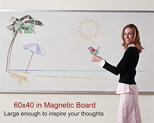 Dexboard grande 60 x 40 pol. Mensagem de alumínio montada na parede Apresentação de mensagem White Board for Office Home and School,