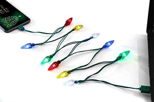 Fotbor LED Christmas Lights Chapeled Cable, micro USB e Strawberry Bulbo Charger Cabo 50 polegadas 10 LED LUZ COMPATÍVEL