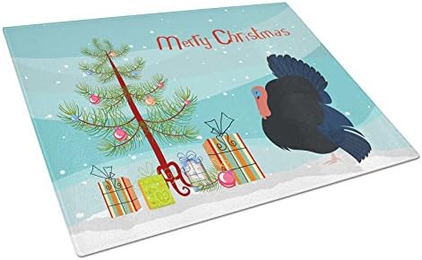 Tesouros de Caroline BB9352LCB Norfolk Black Turkey Christmas Glass Rutting Board Grande, cerceta, Corte de vidro temperado Decorativo Placa de corte de tamanho grande, placa de corte de tamanho grande,