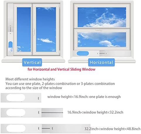 Kit de janela CA portátil com mangueira de exaustão de 5,1 ”para janela deslizante, kit de ventilação de janela