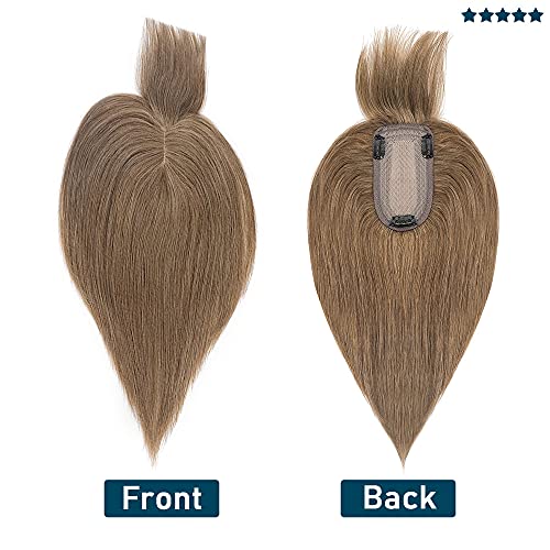 Toppers de cabelo de sego para mulheres de capim para cabelo humano real com franja 150% de densidade base de seda de