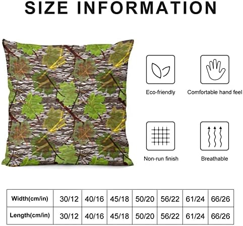 Camuflagem com folhas de bordo Tampas de travesseiro conjunto de 2 estojos de almofada para sofá de sofá -brasão de travesseiros decorativos