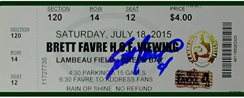 Brett Favre autografou/assinado Green Bay Packers Hall of Fame Lambeau Field Visualizating Ticket