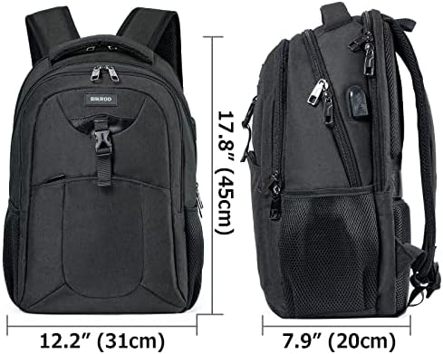 Mochila de laptop de viagem para homens, mochilas escolares para meninos adolescentes, pacote traseiro resistente à água com porto de carregamento USB, Business Anti -Roubo Durável Bolsa de Computador Presentes Cabe 15.6 Em laptops, Black