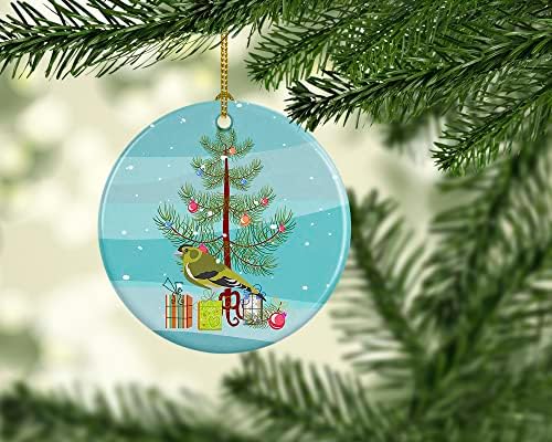 Tesouros de Caroline CK4491CO1 Siskin Merry Christmas Cerâmica Ornamento, decorações de árvores de Natal, ornamento pendurado para Natal, férias, festa, presente, presente,