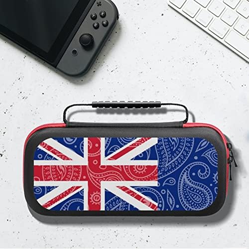 Paisley British Virgin Islands Bandeira de transporte compatível com Switch portátil Hardshell Travel Hand Bag com 20 cartuchos de jogo