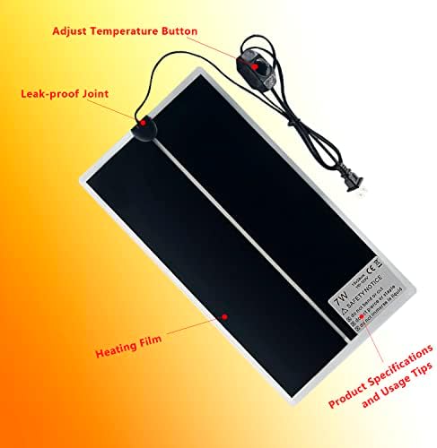 Tapete de aquecimento de répteis de fipasen, alça de aquecimento de répteis de 2pcs com ajuste de temperatura para répteis