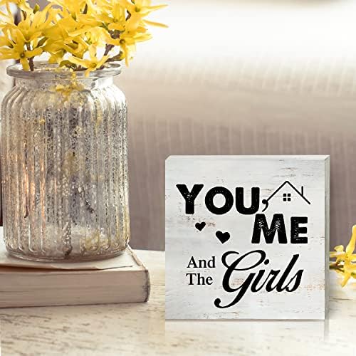 Você e as meninas placas de caixa de madeira com a decoração de mesa de 5 x 5 polegadas Caixa plata