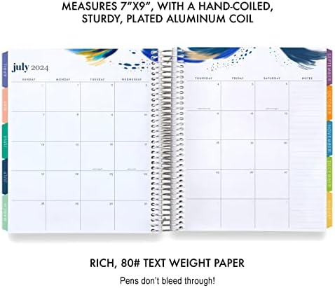7 x 9 Platinum Spiral Spiral Life Planner - Aquarela listras de capa clássica colorida + Inspire Interior Pages. Agenda de