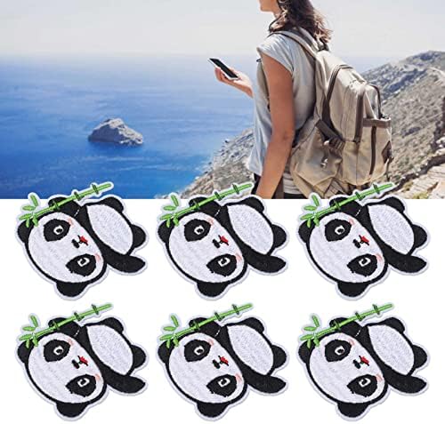 6pcs fofos panda bordados manchas, ferro panda em remendos, costura em remendo de apliques, ferro de ferro/costurar para