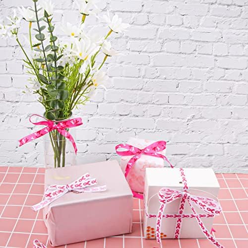 AIEX 50YARDS Breast Cancer Consciência fita, 2 rola a fita estampada rosa de gesto para embrulho de presente decoração de artesanato diy