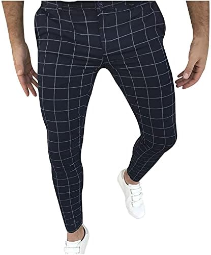 Calças de vestido de moda masculina calças de negócios magro de negócios manta de calças de golfe casuais