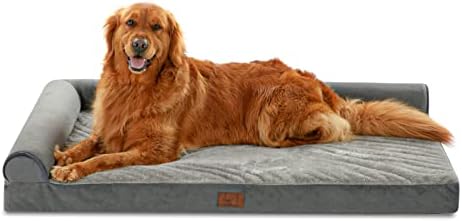 Cama de cachorro preguiçosa e luxuriante para cães extras grandes, camas de cães em forma de espuma de memória L com