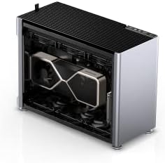 Jonsplus I100 Pro Mini-ITX Caixa de jogo, liga de magnésio prateado de areia/liga de alumínio, painéis laterais de metal ventilado, suporta resfriamento líquido personalizado, 360mm AIO, refrigerador de ar de 166 mm, GPU de 3 slot