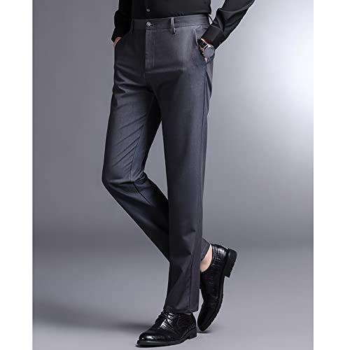 Maiyifu-GJ Men's Straight Stretch Classic Classic Color Solid Suit casual Pant Business Business Calças de conforto