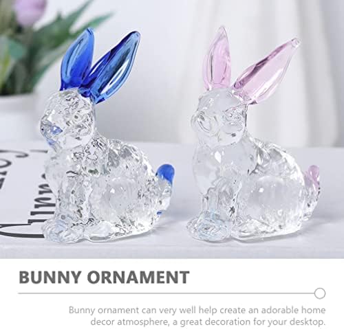 PretyZoom Crystal Rabbit Figura 2pcs Clear Glass Bunny Spring estátua de páscoa escultura de vidro de coelho zodíaco
