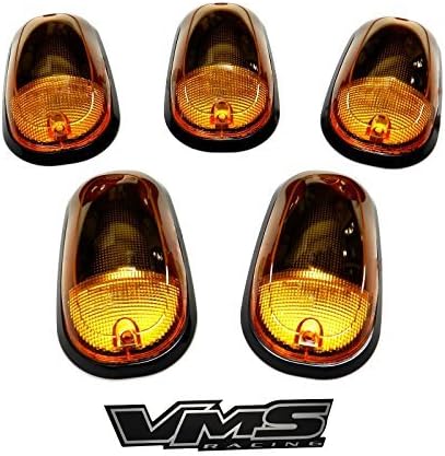 VMS Racing 5pc Amber Cab Telhado Tampa de luzes marcadores com kit de base 264146am Compatível com Dodge Ram Dualmente 2500