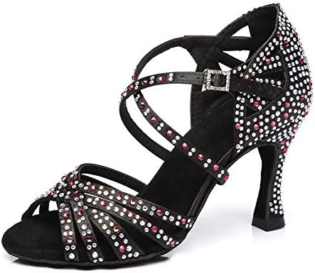 Sapatos de dança de salão de baile latino para mulheres com shiposeus tango salsa de salsa salto 8,5cm, modelo cy371, preto, 6 b u US