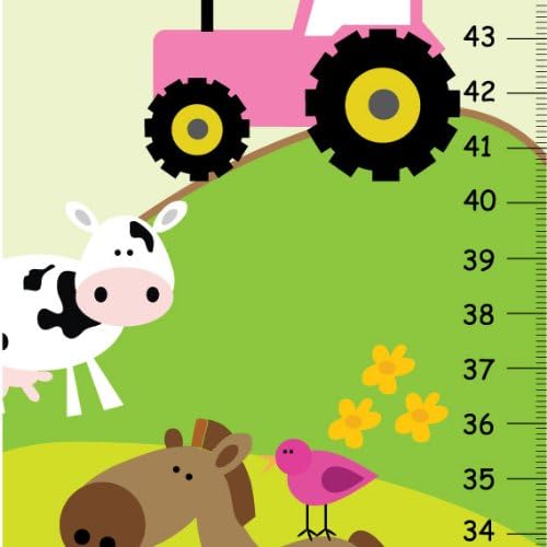Gráfico de crescimento Animais de fazenda Vaca Cavaleiro de ovelha galo de crianças quarto decoração de parede de berçário bebê