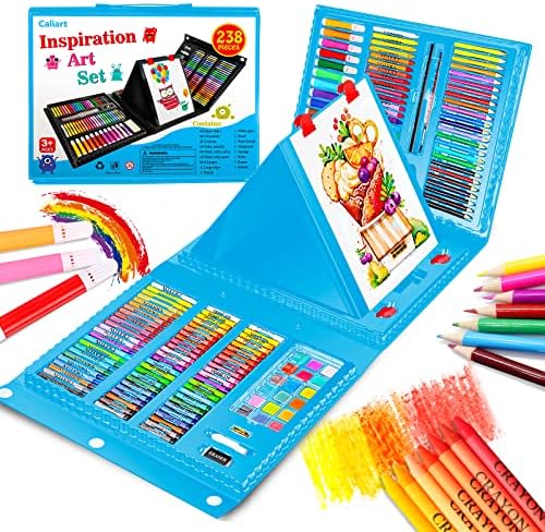 Art Supplies, Caliart 476 Pack Deluxe Arte Conjunto de pintura colorir com cavalete de cavalete, kits de desenho artesanal, capa de