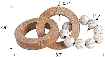 Cadeia de madeira rústica Link para decoração da mesa da fazenda, feita à mão esculpida 3 link de madeira nó e decoração