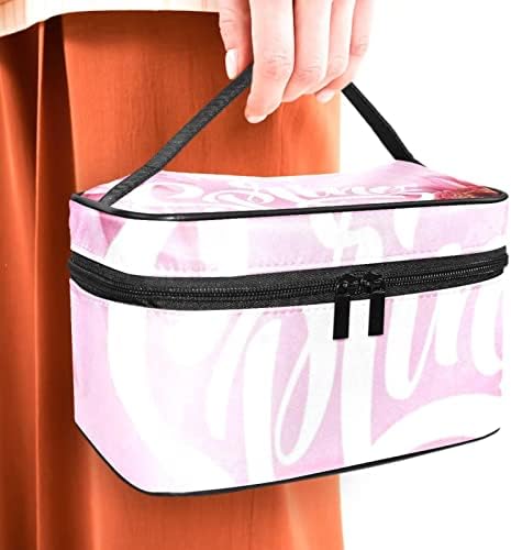 Bolsa de higiene pessoal, maquiagem de maquiagem para mulheres homens, olá primavera rosa crisântemo